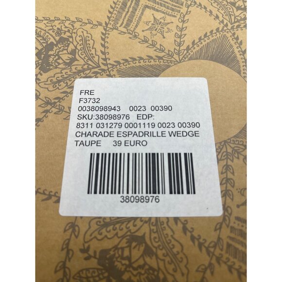 NIB Free People CHARADE Women's Beige Espadrille Wedge Shoes Suede Camel Size 39 - Picture 9 of 9